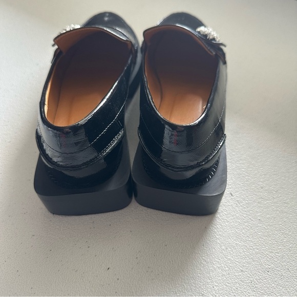 Ganni Jewel Loafers Black Patent Leather Crystal Embellished Chunky Lug - Picture 7 of 11